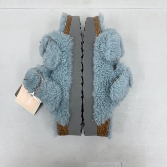 Papillio Birkenstock Arizona Big Buckle Blue Sherpa Slide Sandals Womens 38 US 7 - Picture 6 of 8